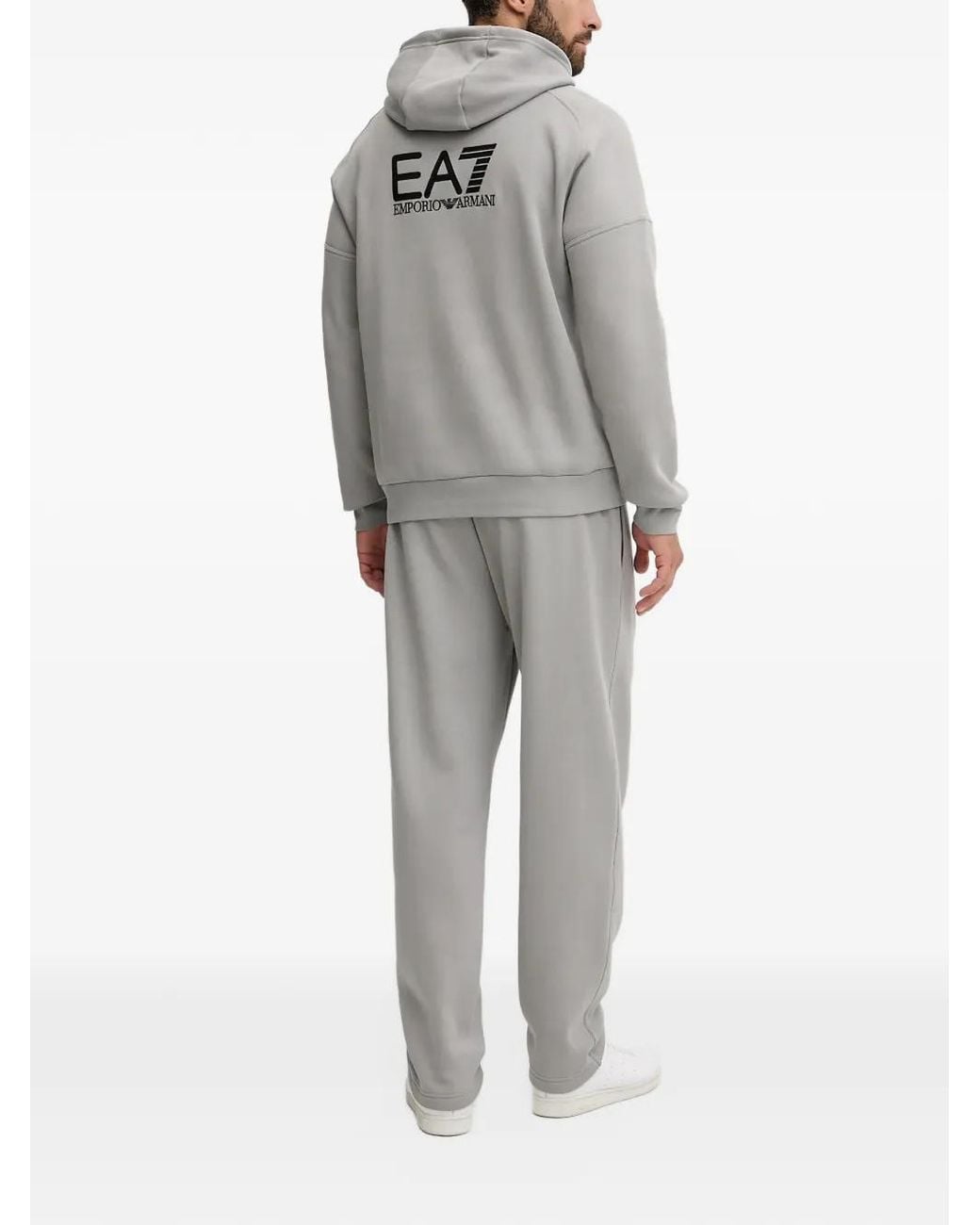 EA7 Gray Logo-Print Drawstring Tracksuit for men