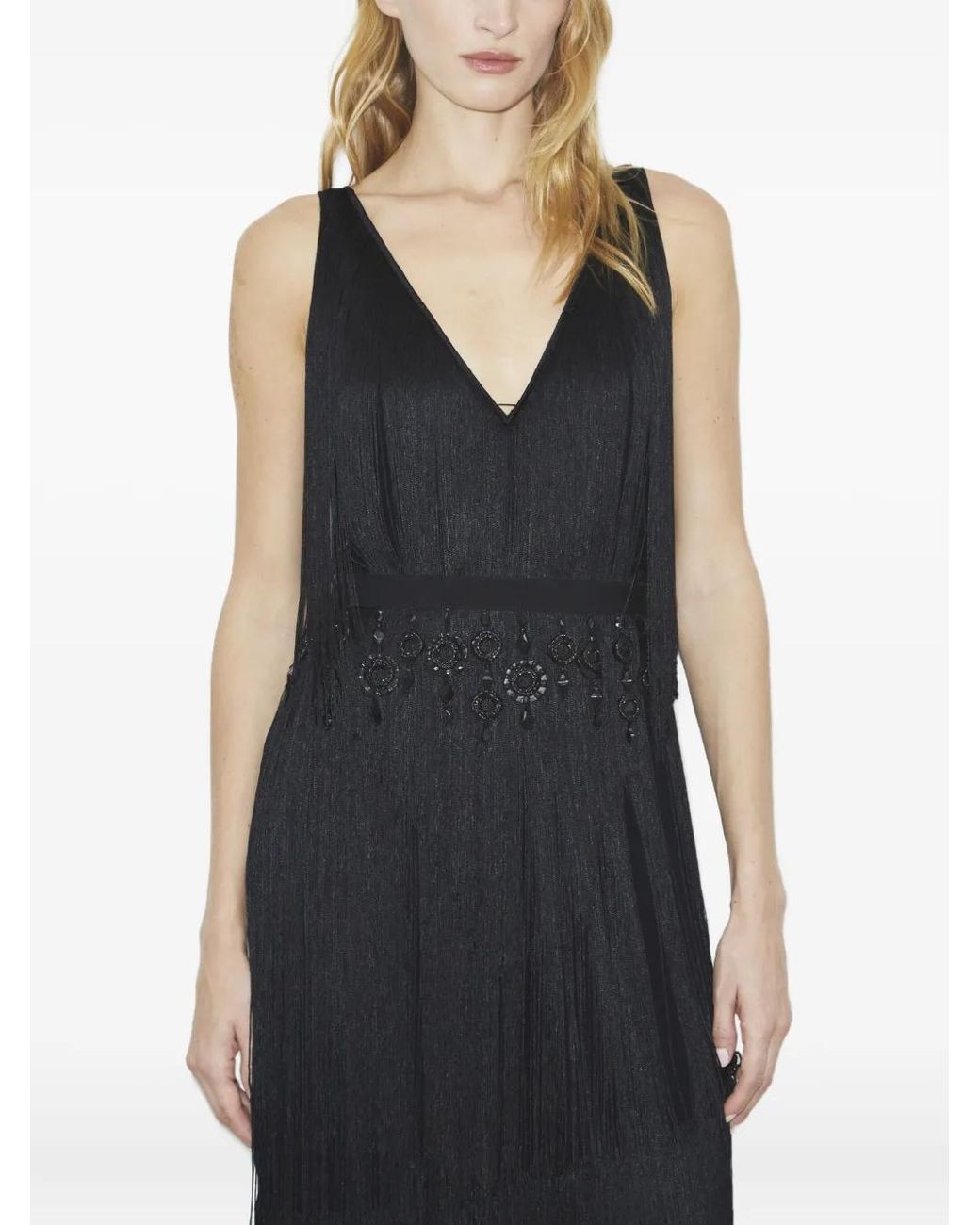 Tory Burch Black Fringed Maxi Dress