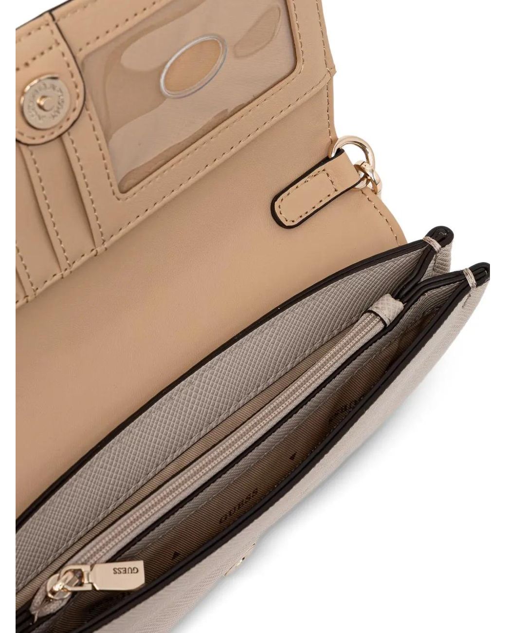 Guess Gray Organizer Noelle Logo Chain Cross Body Bag