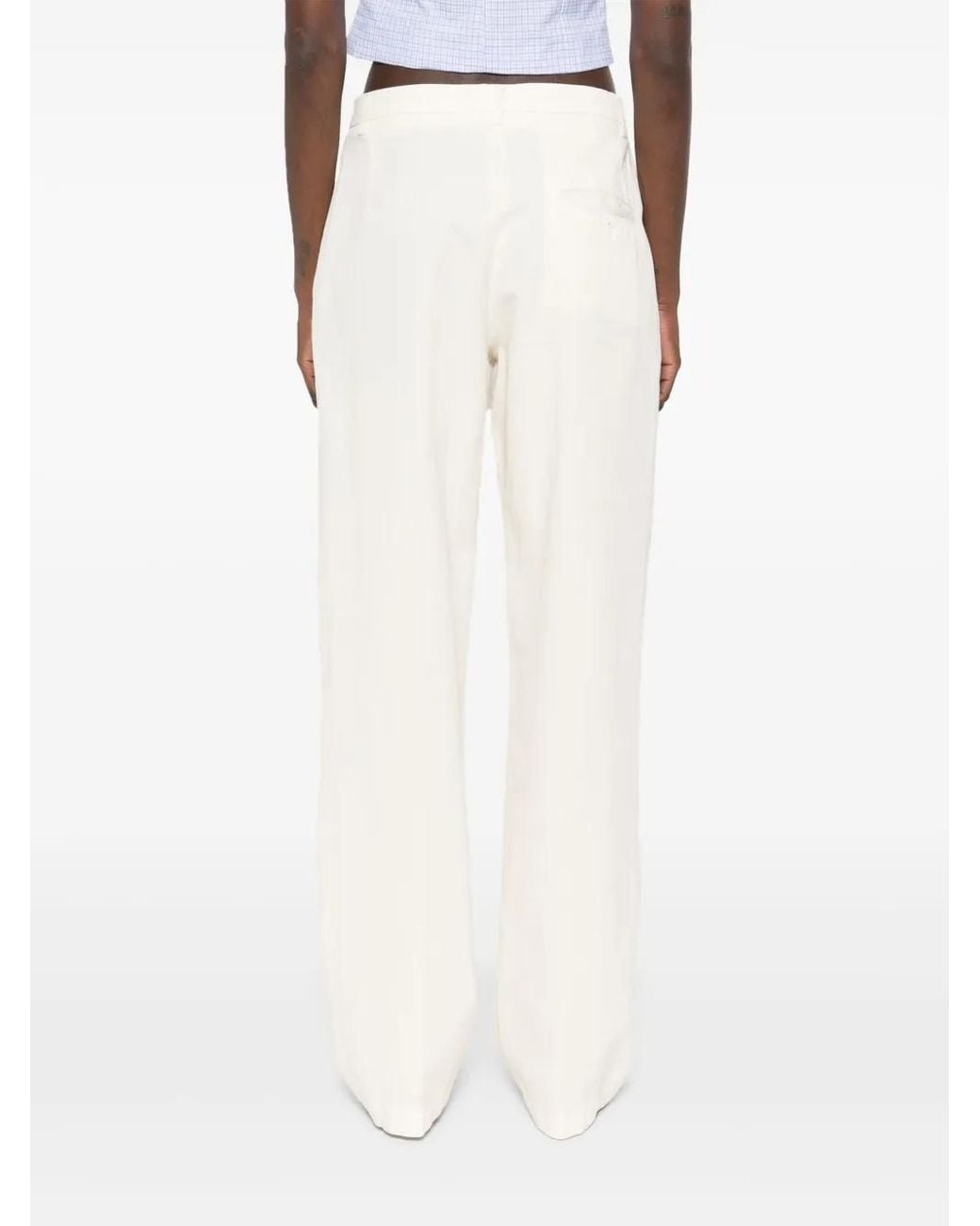 Aspesi White Pleat-Detailing Trousers