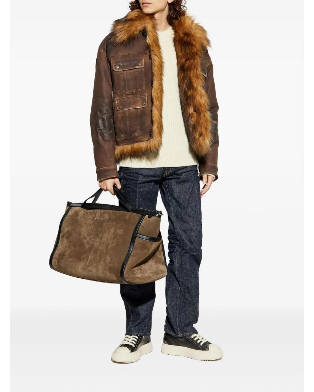 DSquared² Natural Ribbed Long-Sleeves Sweater for men