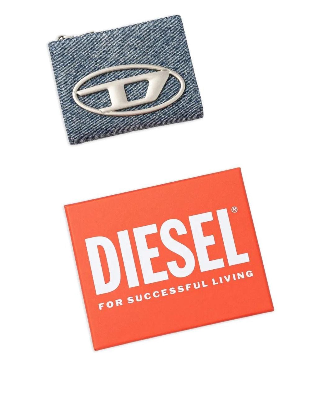DIESEL Blue Logo-Plaque Wallet