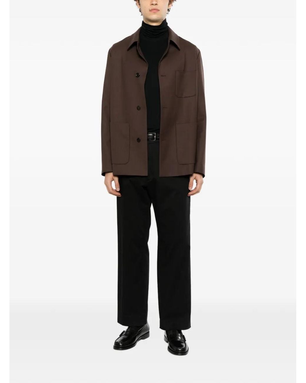 Lardini Brown Button-Up Patch-Pocket Jacket for men
