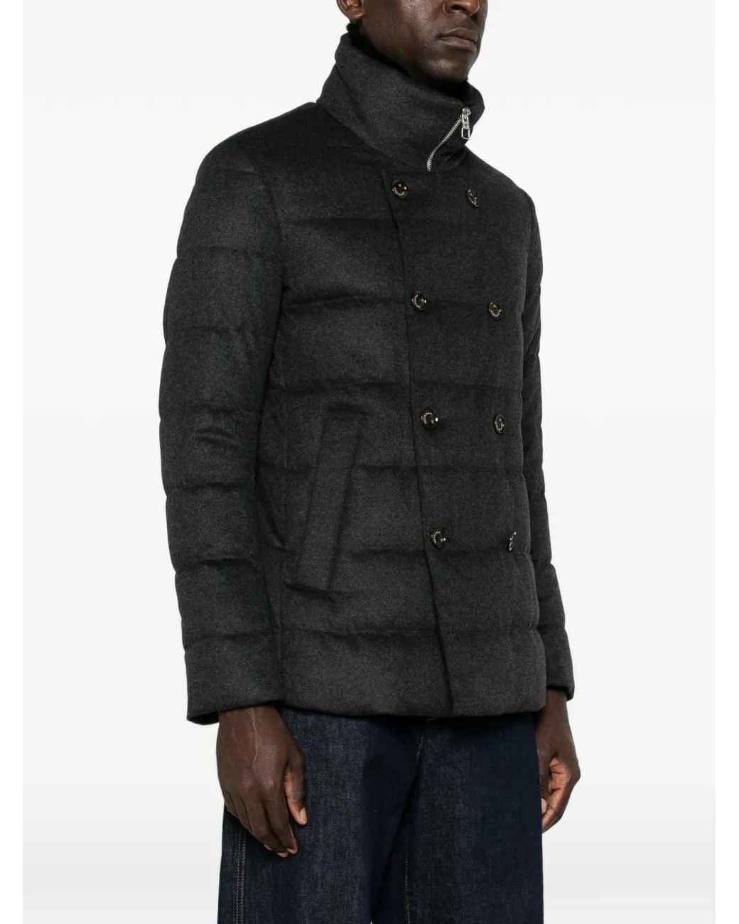 Montecore Black Double-Breasted Quilted Jacket for men