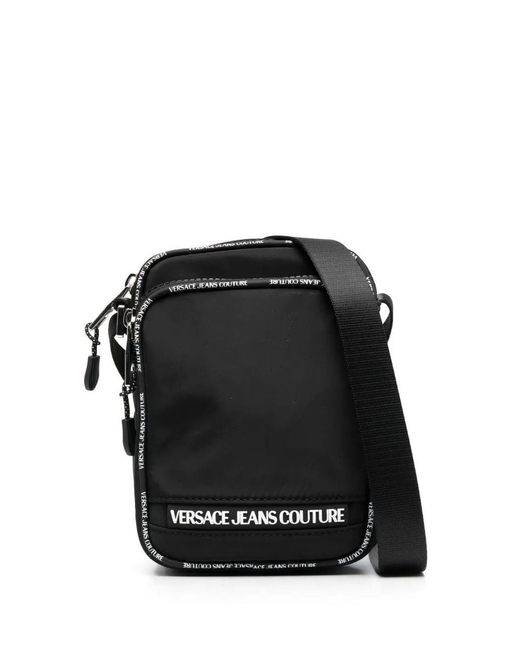 Versace Jeans Couture Black Logo-Tape Messenger Bag for men