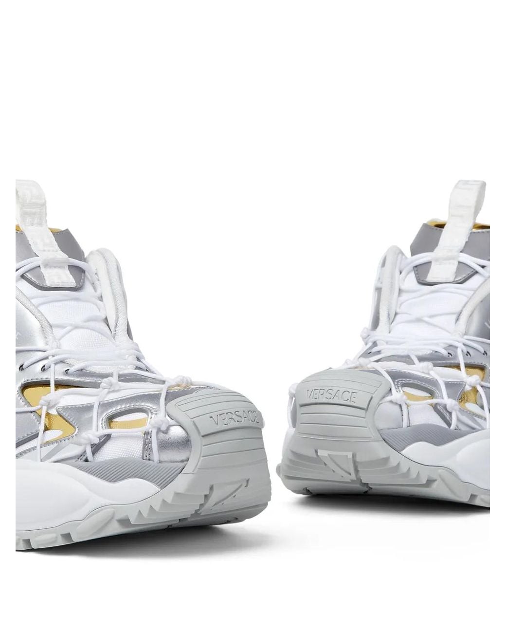 Versace Gray Color-Block Sneakers With Metallic Accents for men