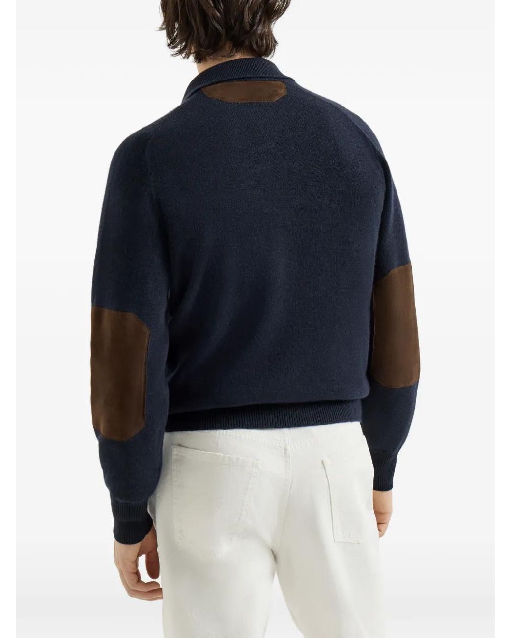 Brunello Cucinelli Blue Cardigan En Cachemire À Boutons Et Col Chemise for men