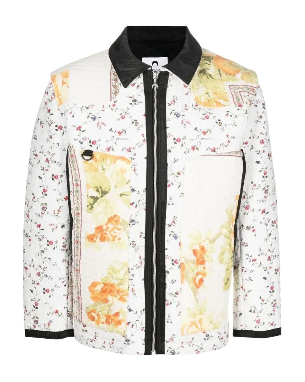 MARINE SERRE White Floral-Patchwork Quilted Jacket for men
