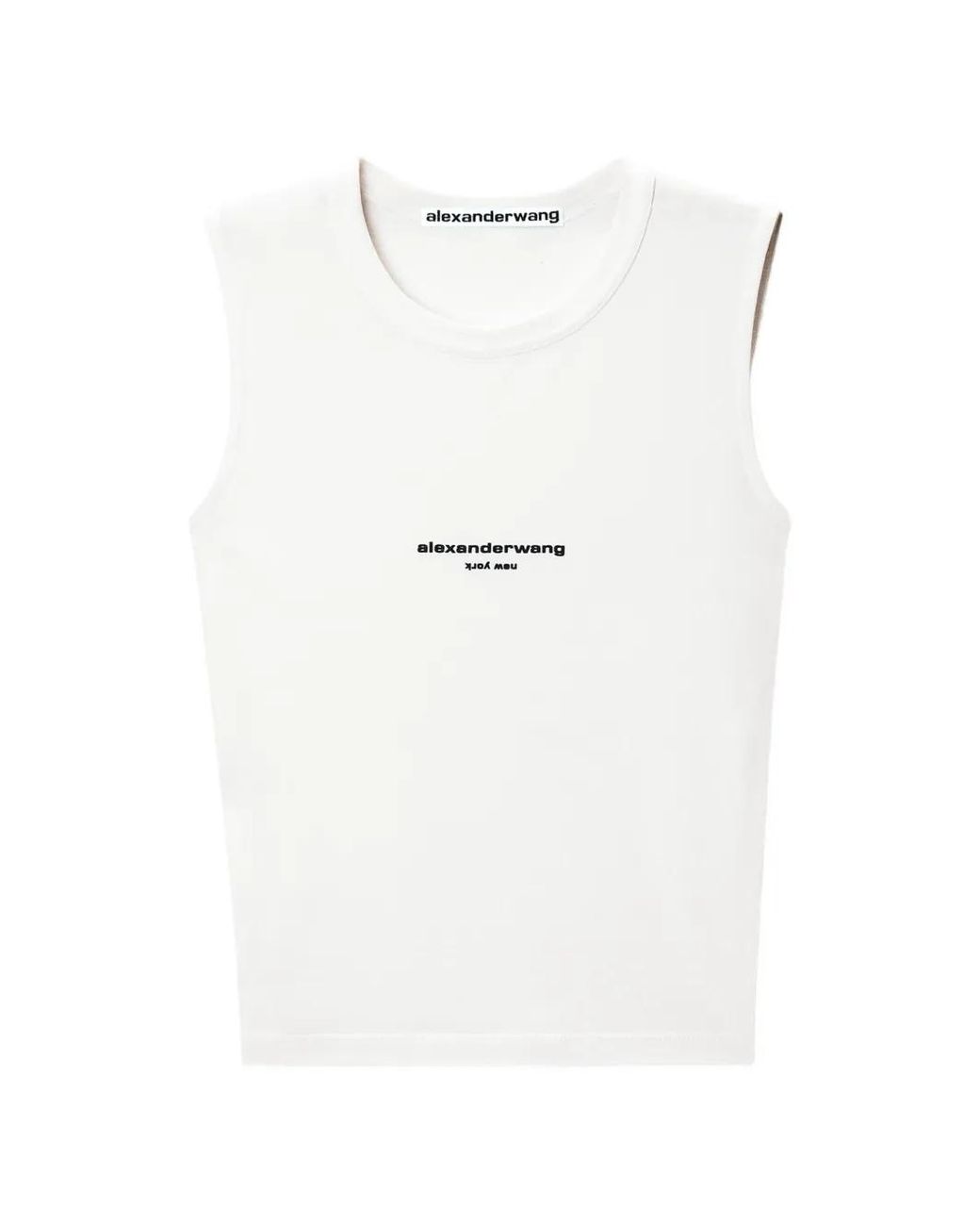 Alexander Wang White Logo-Print Fitted Tank Top