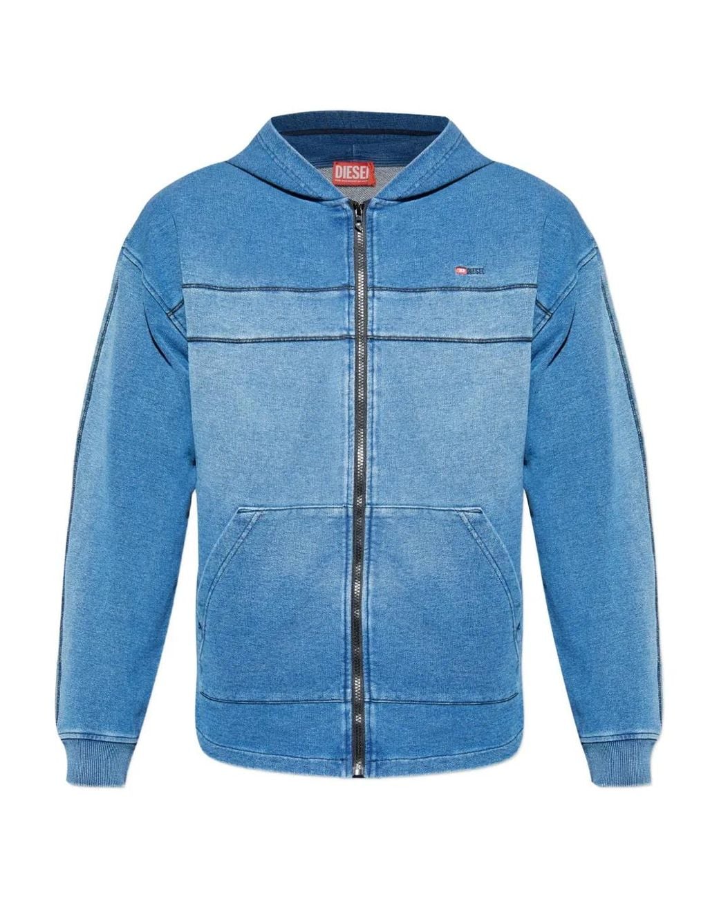 DIESEL Blue S-Blaxt-Hood-Zip-New Hooded Zip-Up Sweatshirt for men