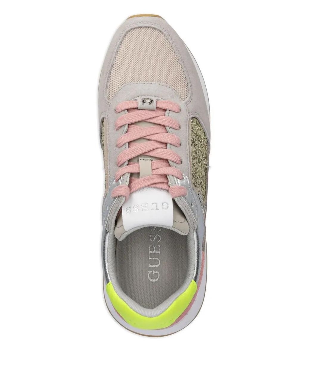 Guess White Energy Glitter-Embellished Sneakers