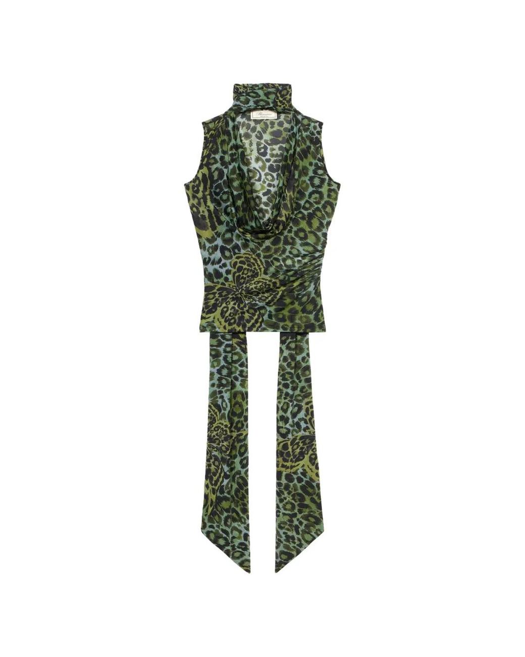 Blumarine Green Cowl-Neck Top