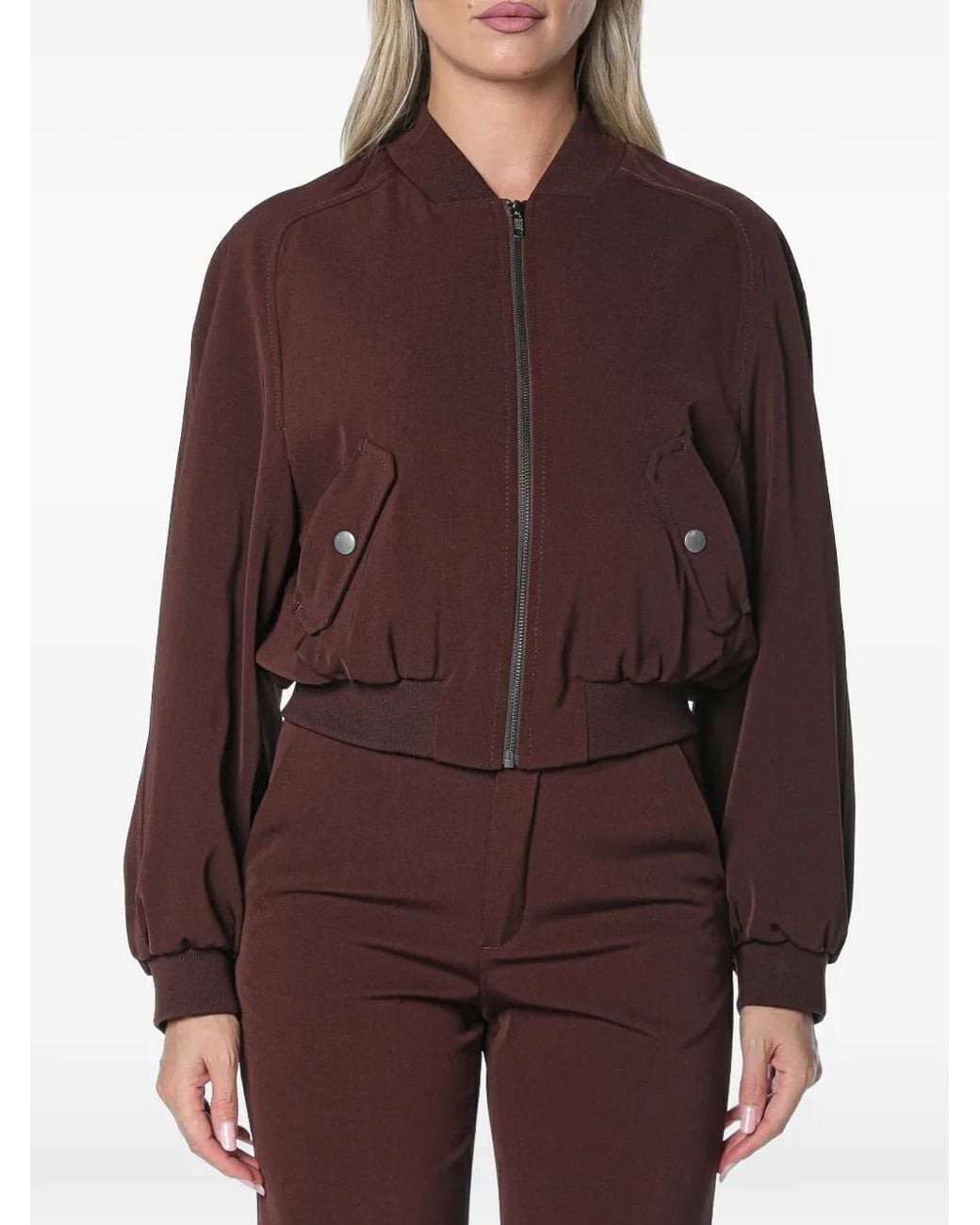 Drykorn Brown Cropped Bomber Jacket