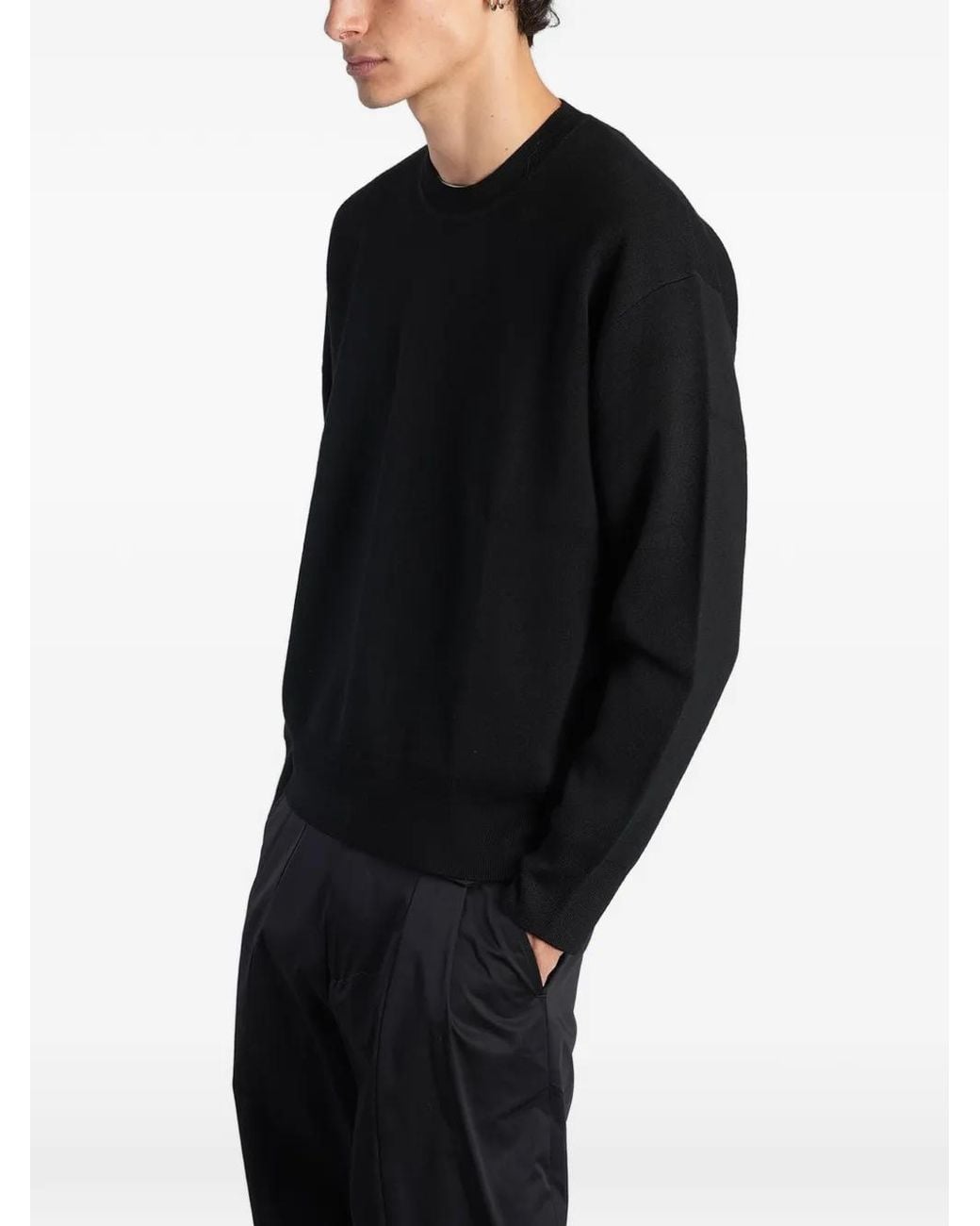 Low Brand Black Crew-Neck Long-Sleeve Sweater for men