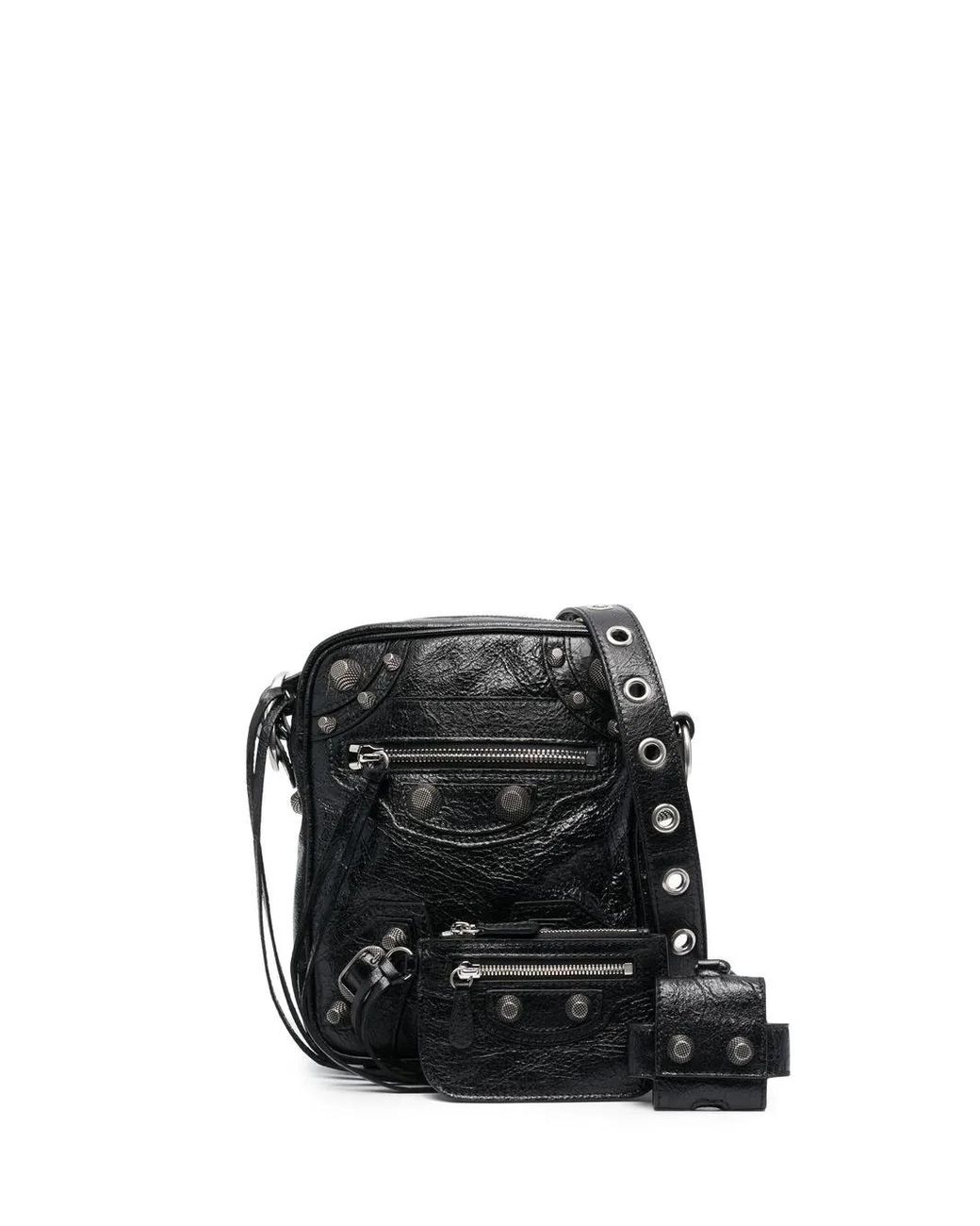 Balenciaga Black Le Cagole Leather Crossbody Bag for men