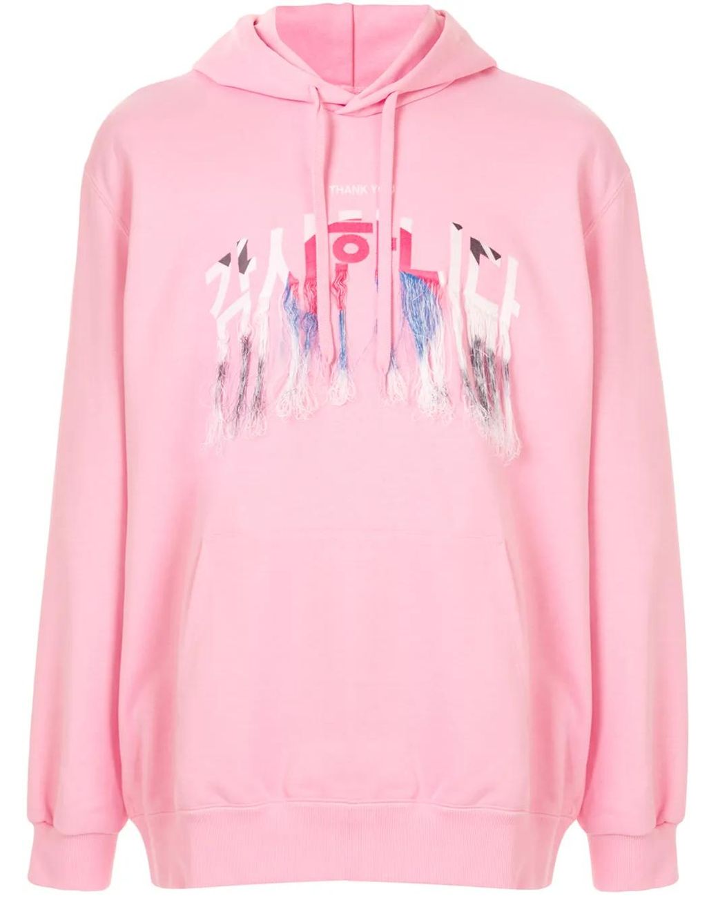 Doublet Pink Embroidered Fringed Hoodie for men
