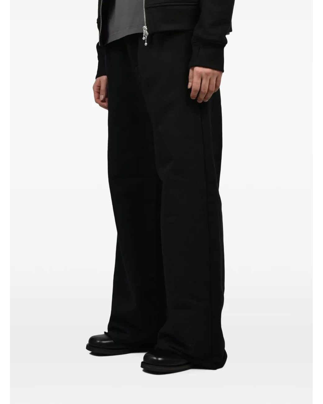 CEDARWOOD Black Cut-Off Bored Track Pants for men