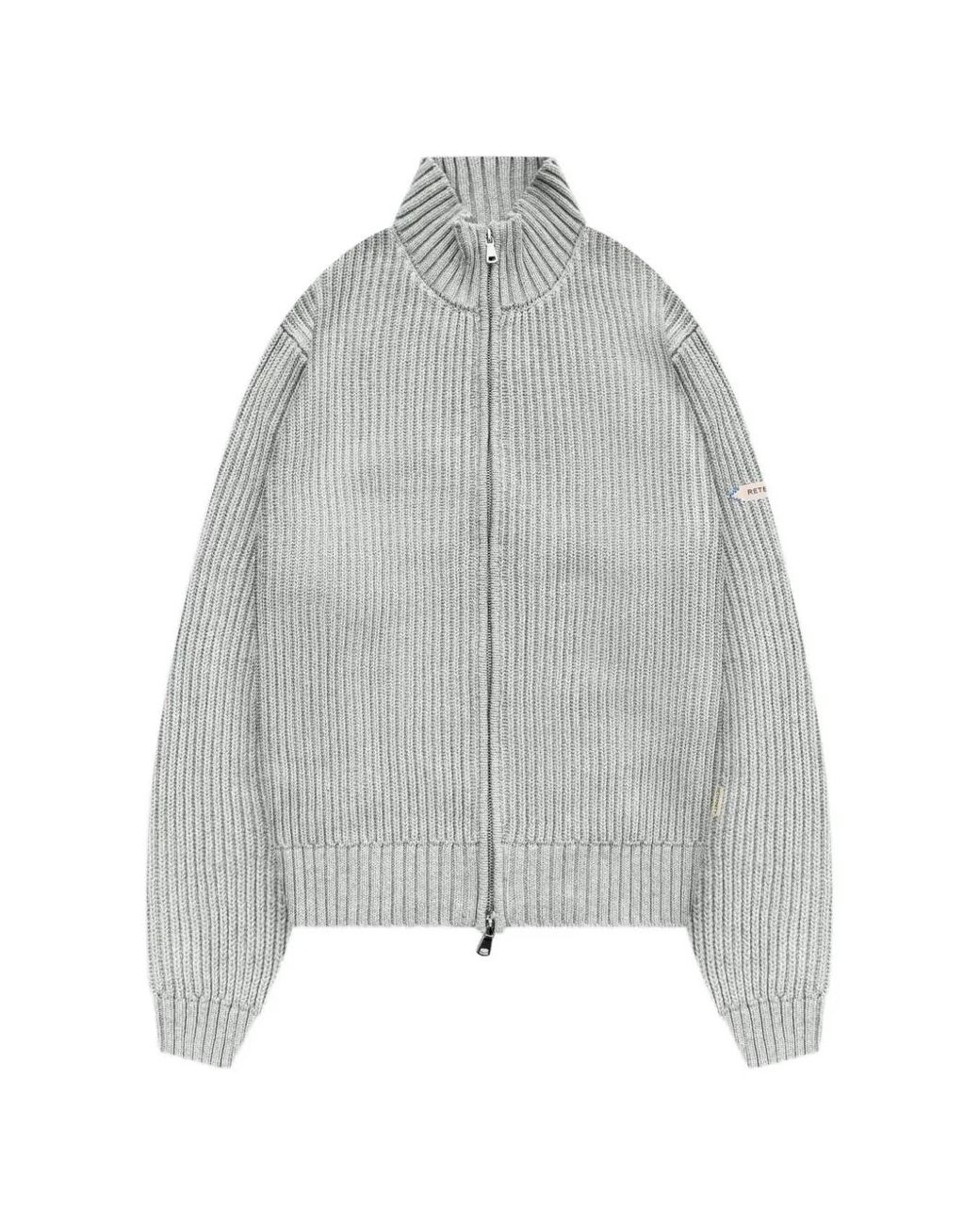 RETERNITY Gray Cardigan L'Atelier Line En Maille Côtelée for men