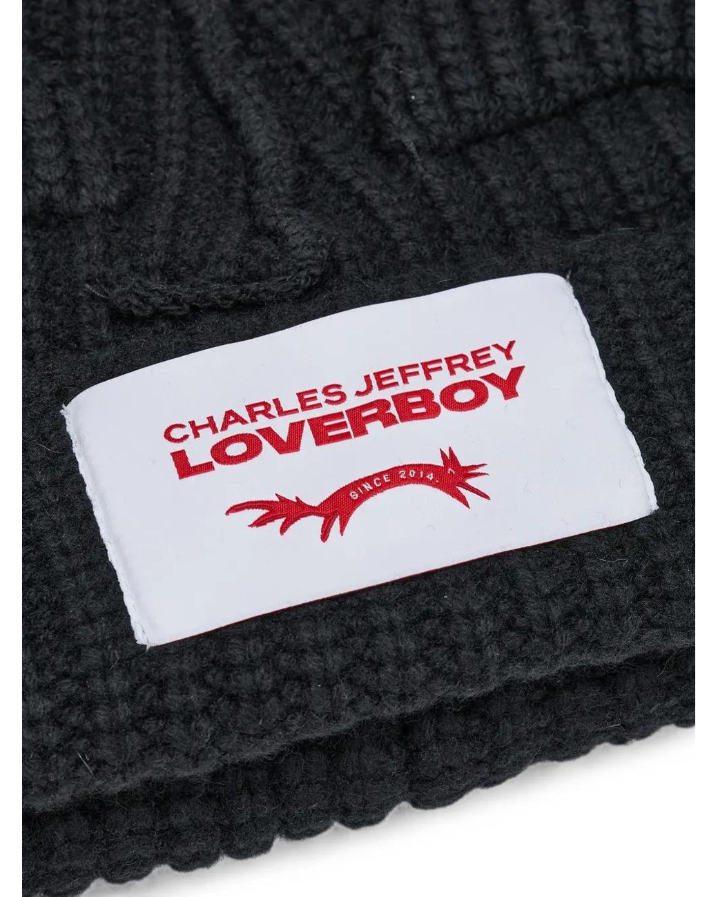 Charles Jeffrey Black Chunky Ears Ribbed Beanie Hat