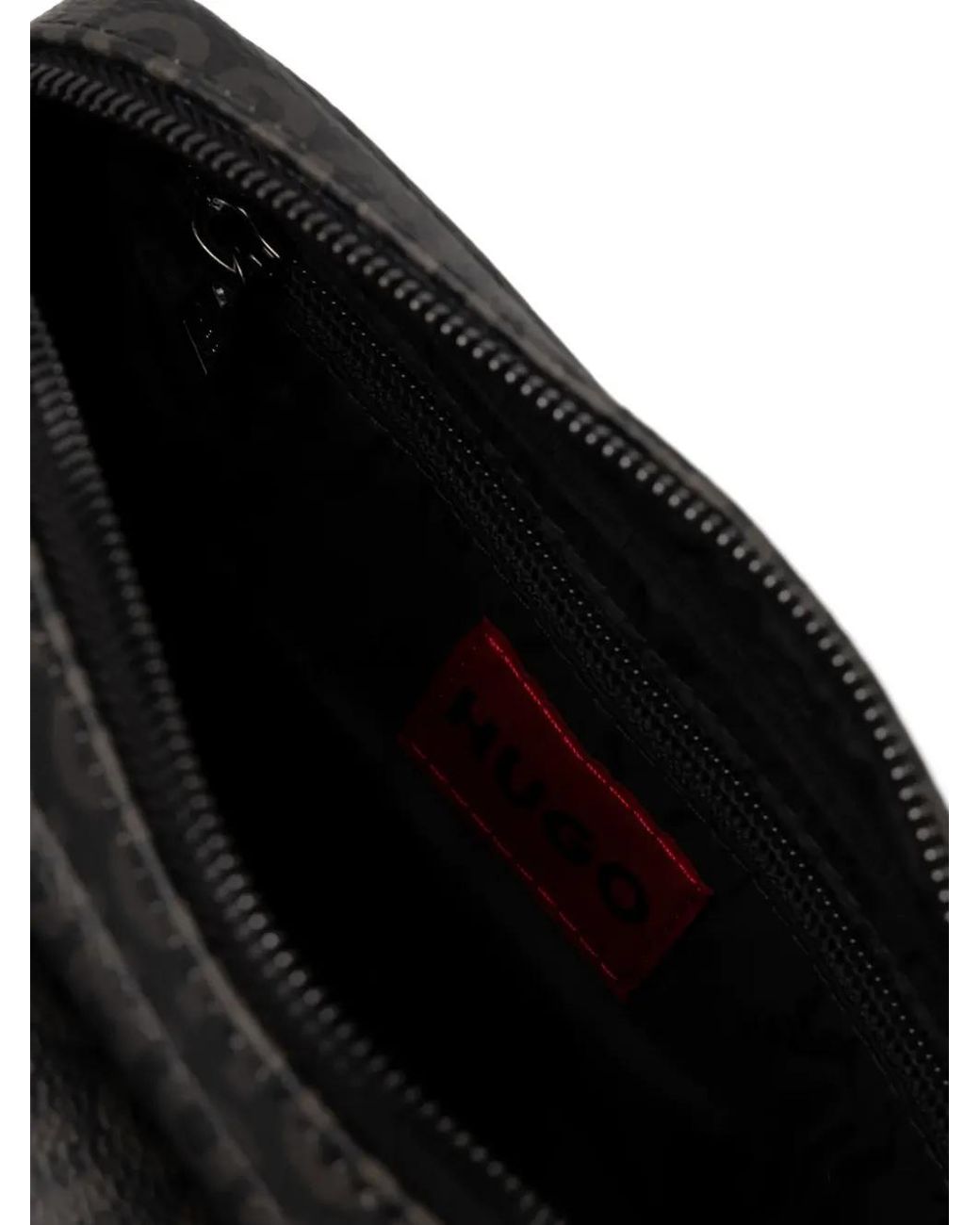 HUGO Black Sac Porté Épaule Zippé À Motif Monogrammé for men