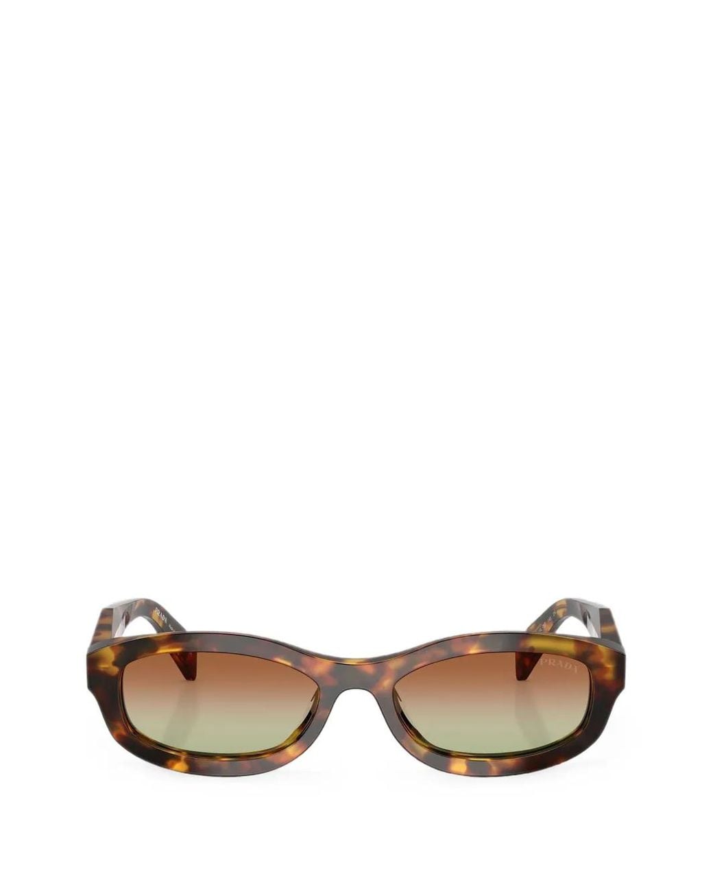 Prada Brown Tortoiseshell-Effect Oval-Frame Sunglasses