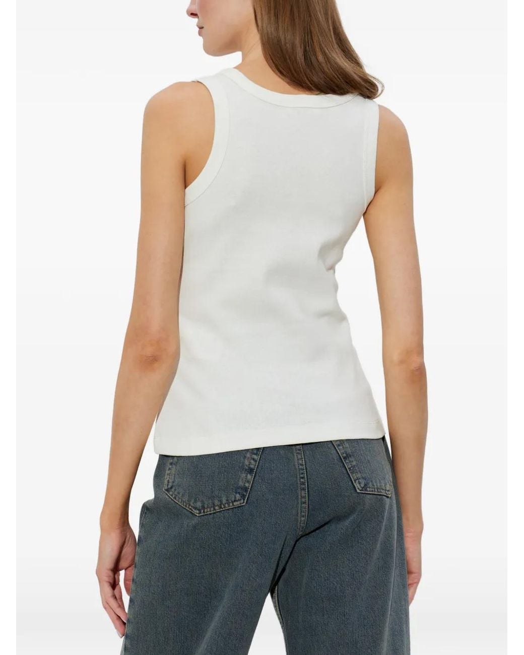 KENZO White Signature Logo-Embroidered Cotton Tank Top