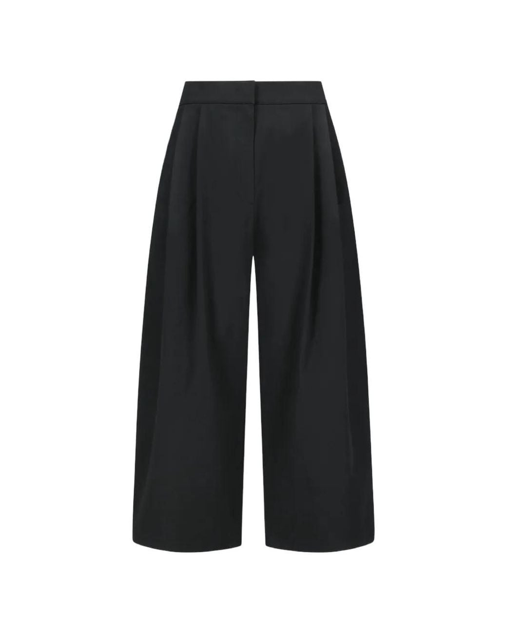 Amomento Black Double-Pleated Wide-Leg Trousers