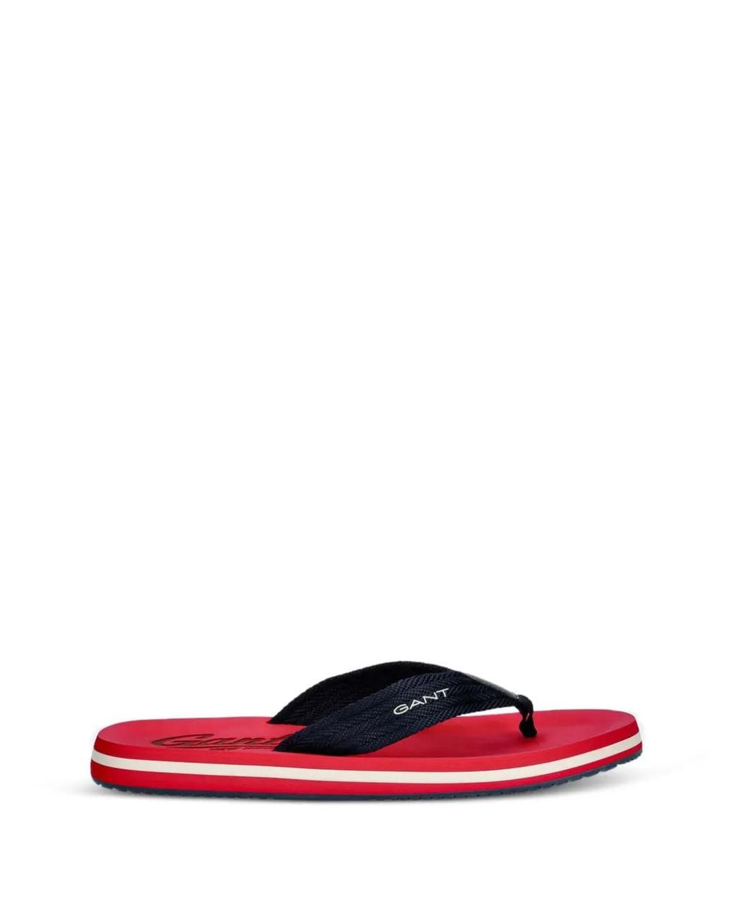 Gant White Logo-Print Striped Flip-Flops for men