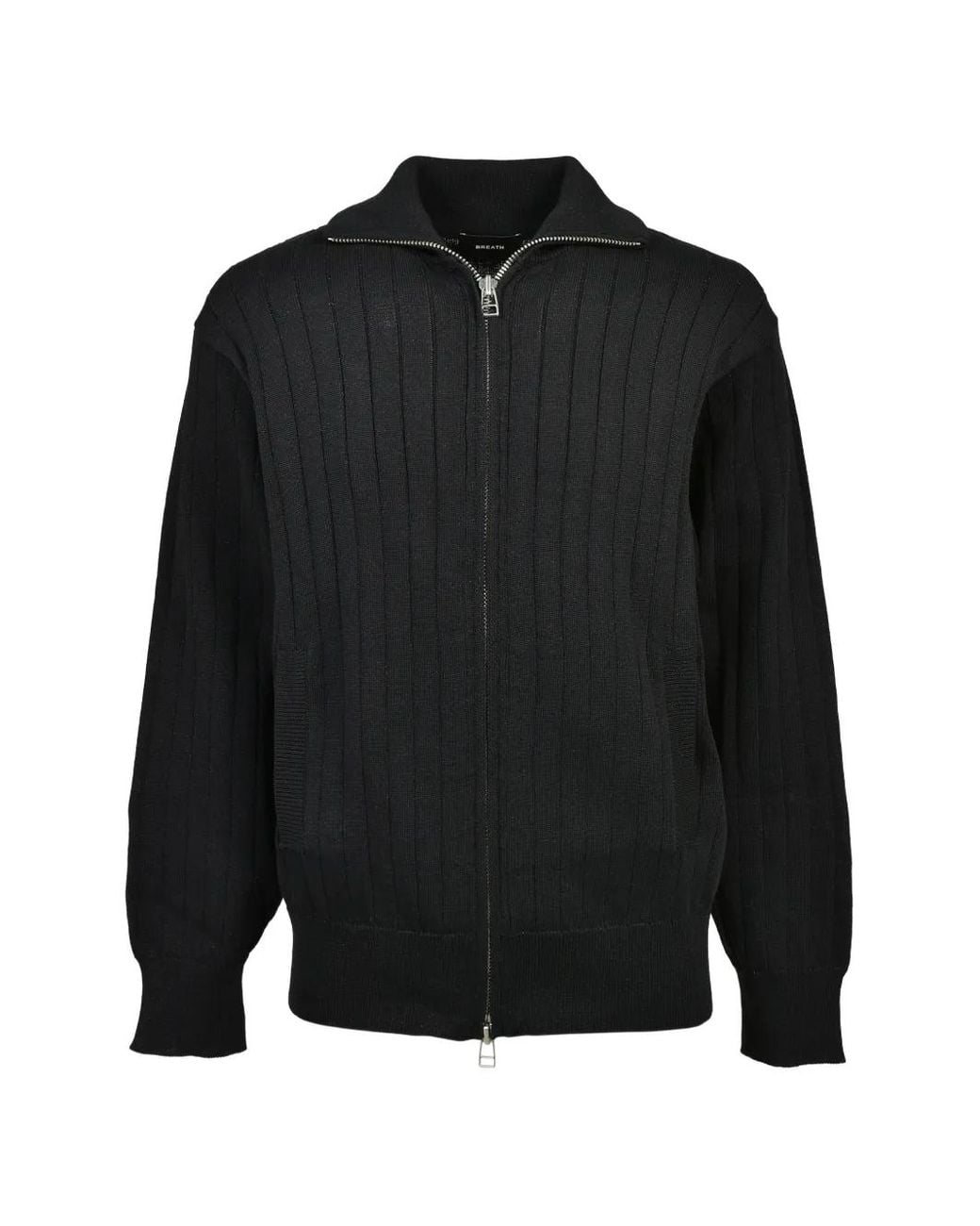 BREATH Black Drivers Ribbed-Knit Zip-Up Cardigan for men