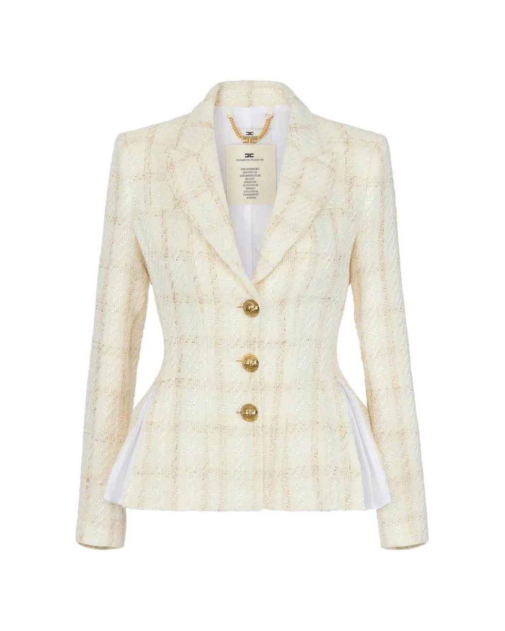 Elisabetta Franchi White Tweed Jacket