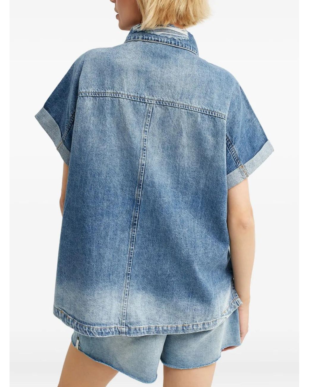 One Teaspoon Blue Buttoned Flap-Pocket Shirt