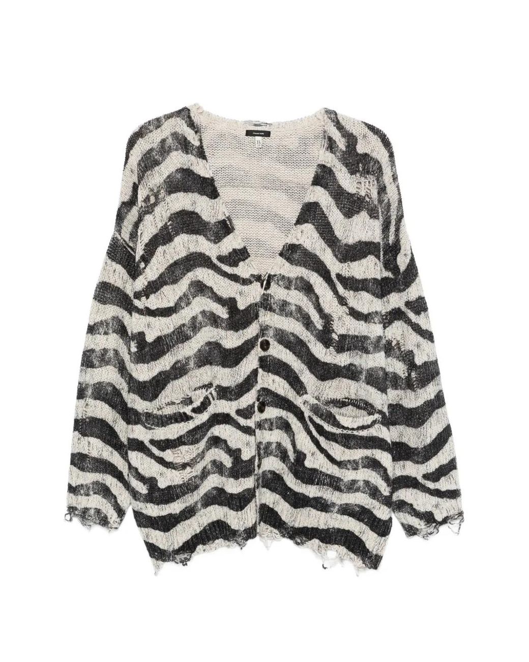 R13 White Zebra-Printed Oversized Cardigan