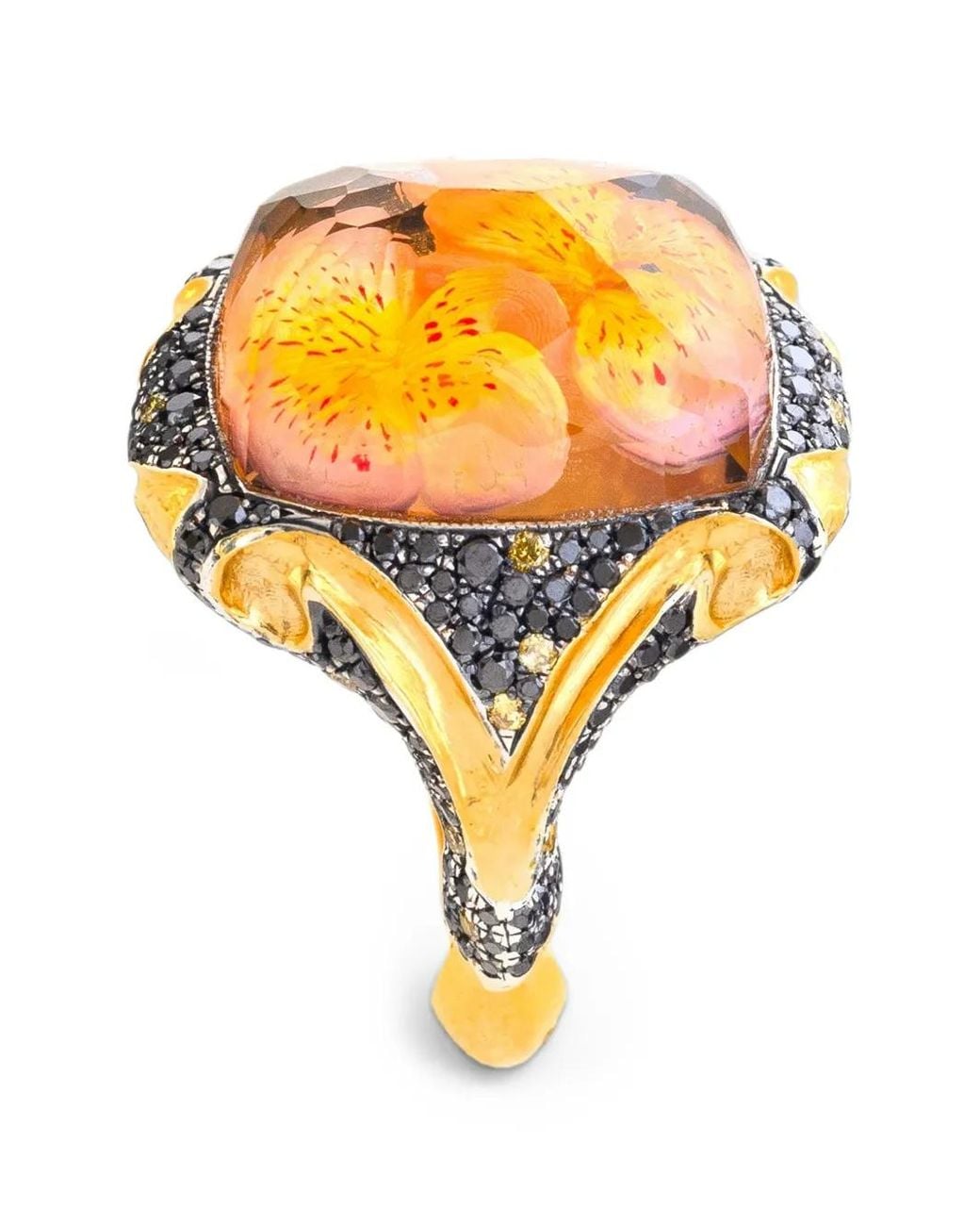 Sevan Bıçakçı Orange And Diamond Flower Ring