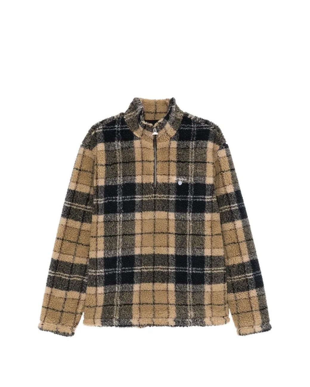 Barbour Natural Tartan Fleece Half-Zip Jacket for men
