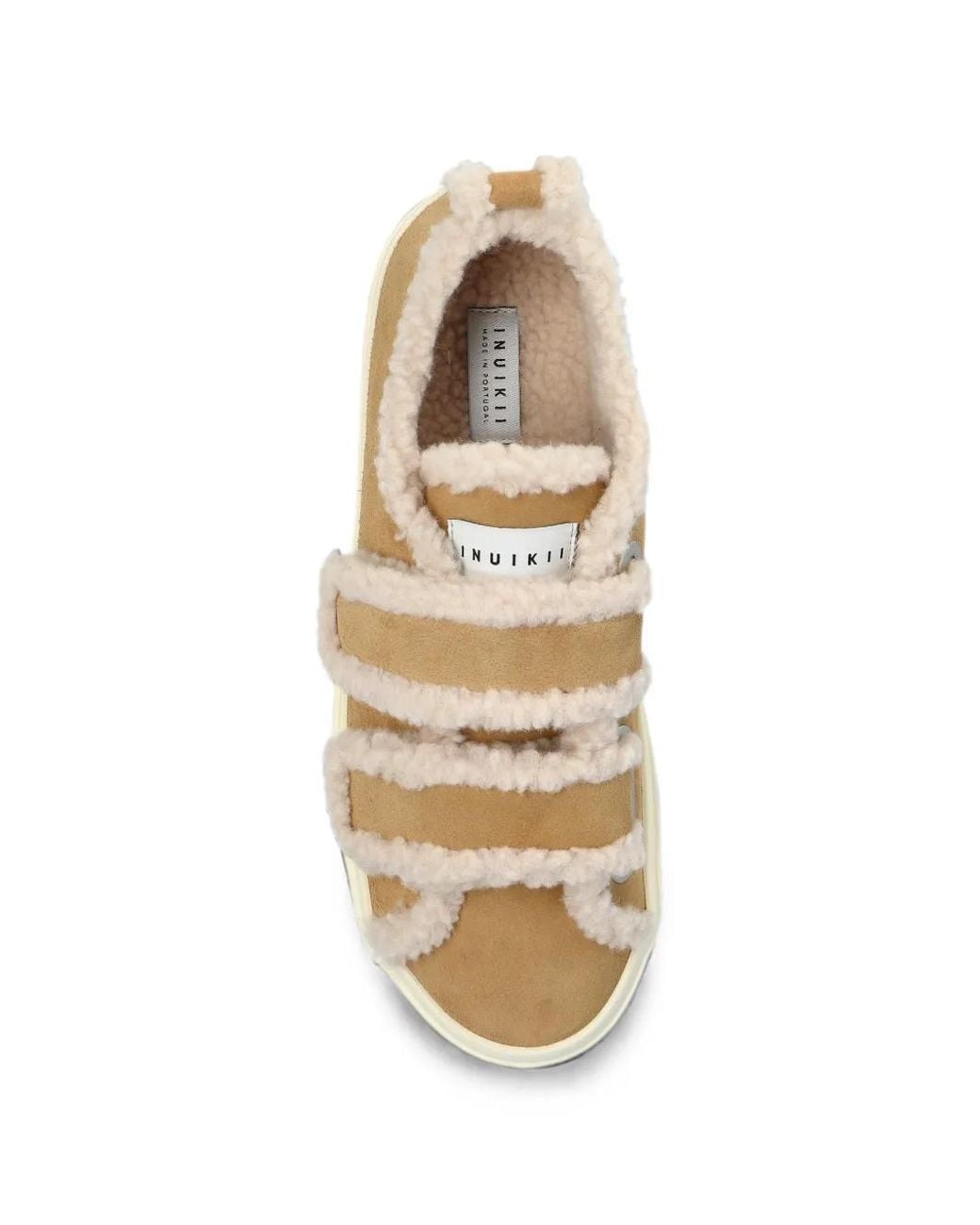 Inuikii Natural Shearling-Trim Touch-Strap Sneakers