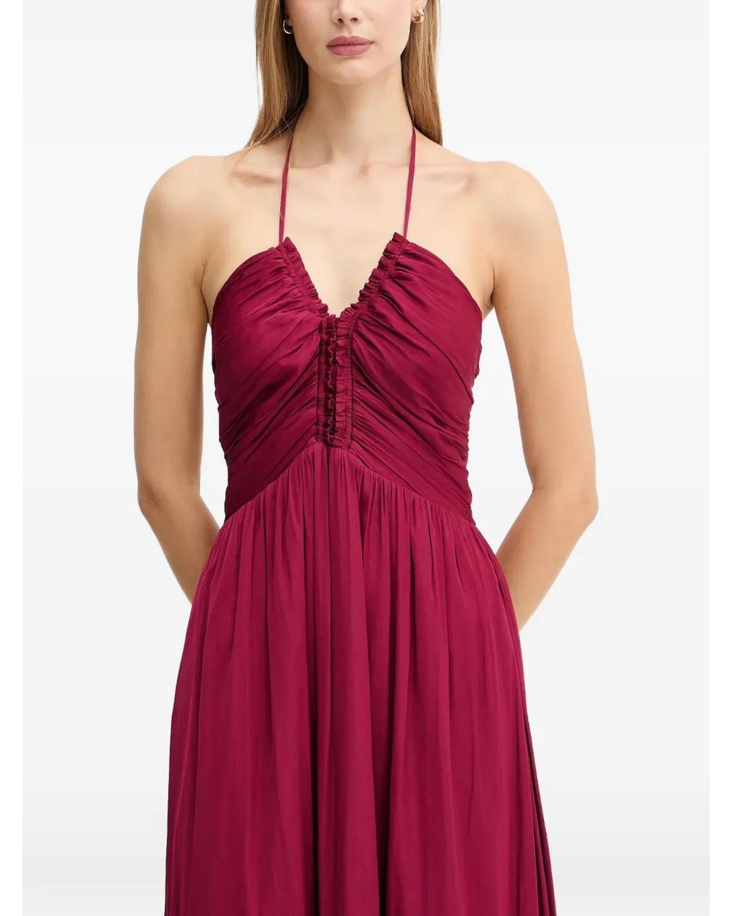 Morgan Red Ruffled-Effect Midi Dress
