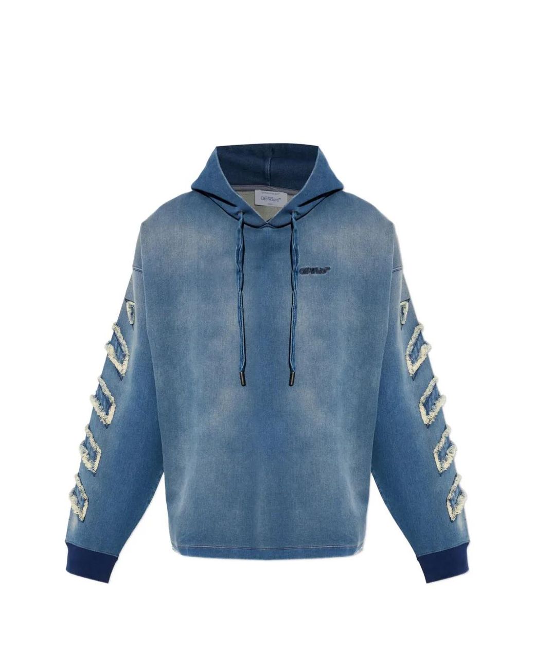 Off-White c/o Virgil Abloh Blue Diagonals Frayed Hoodie for men