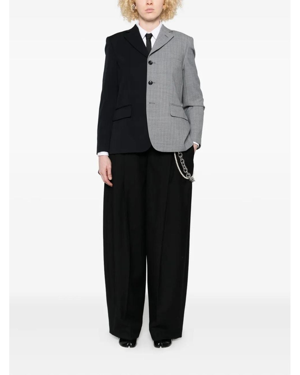 Comme des Garçons Gray Pinstripe Two-Tone Jacket