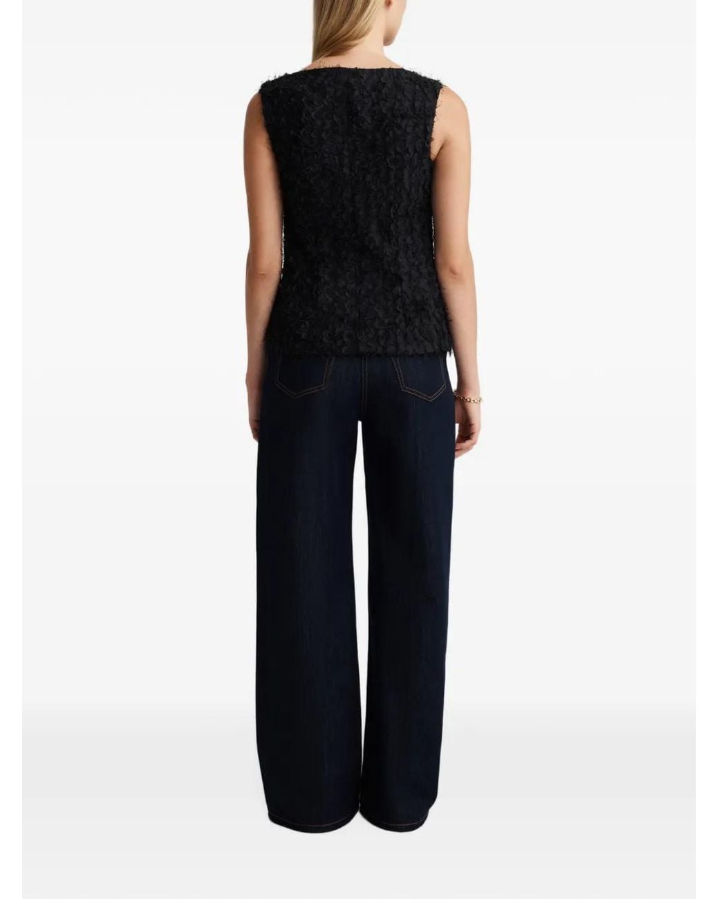 Anna Quan Black Magda Textured Button-Up Top