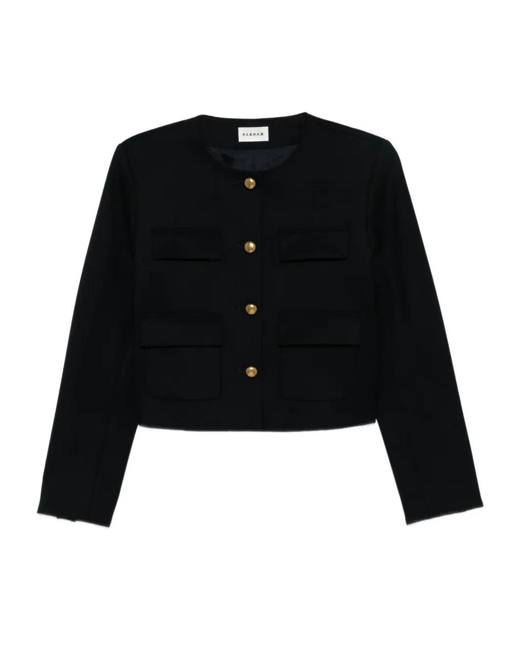 P.A.R.O.S.H. Black Liliuxy Button-Fastening Cropped Jacket