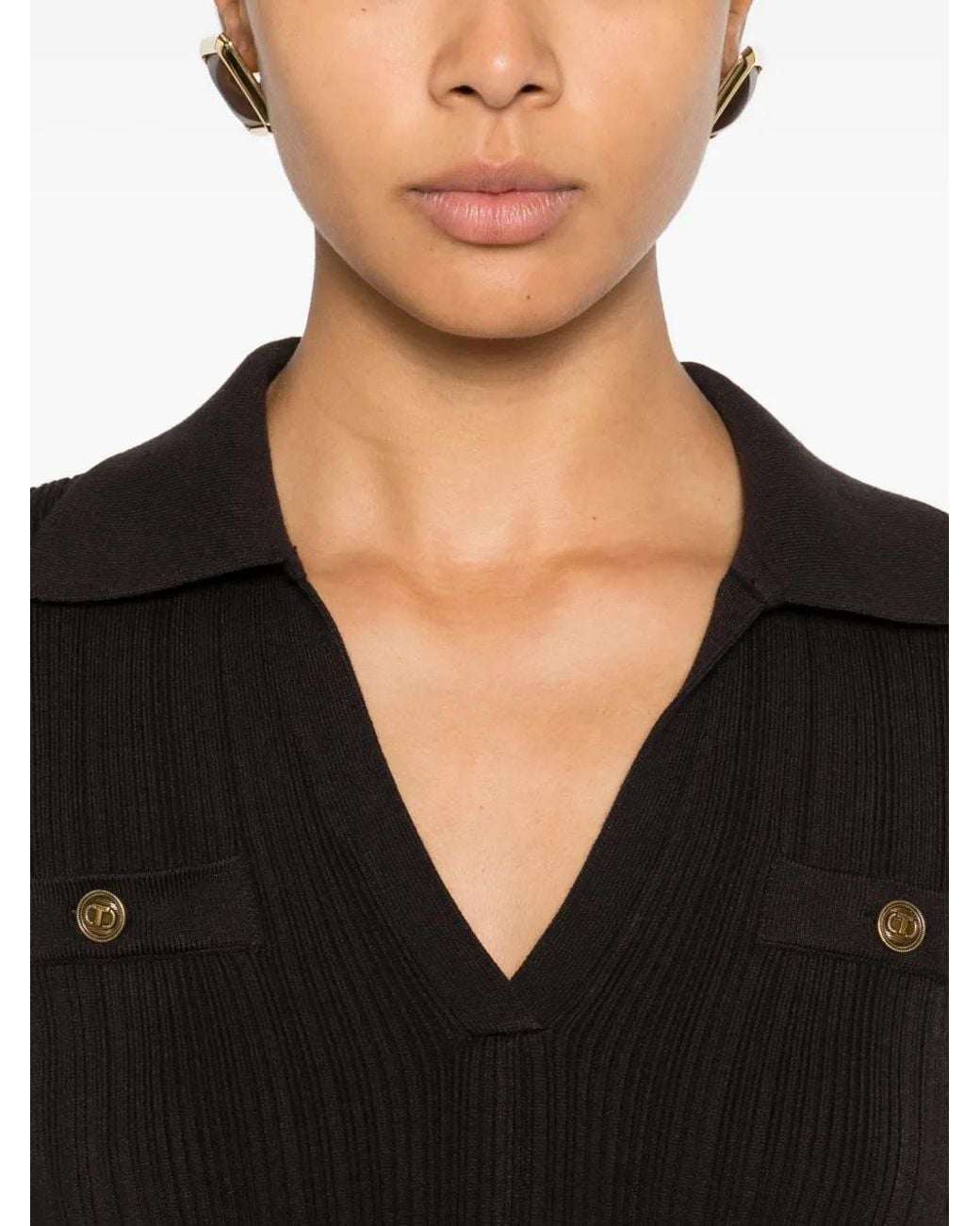 Twinset Black Button-Detail Mini Dress