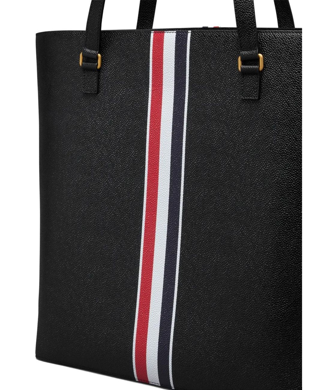 Thom Browne Black Rwb-Stripe Tote Bag