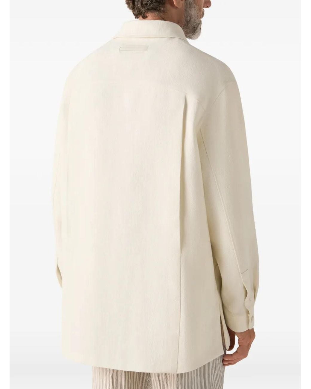 Zegna White Button-Up Wool Overshirt for men