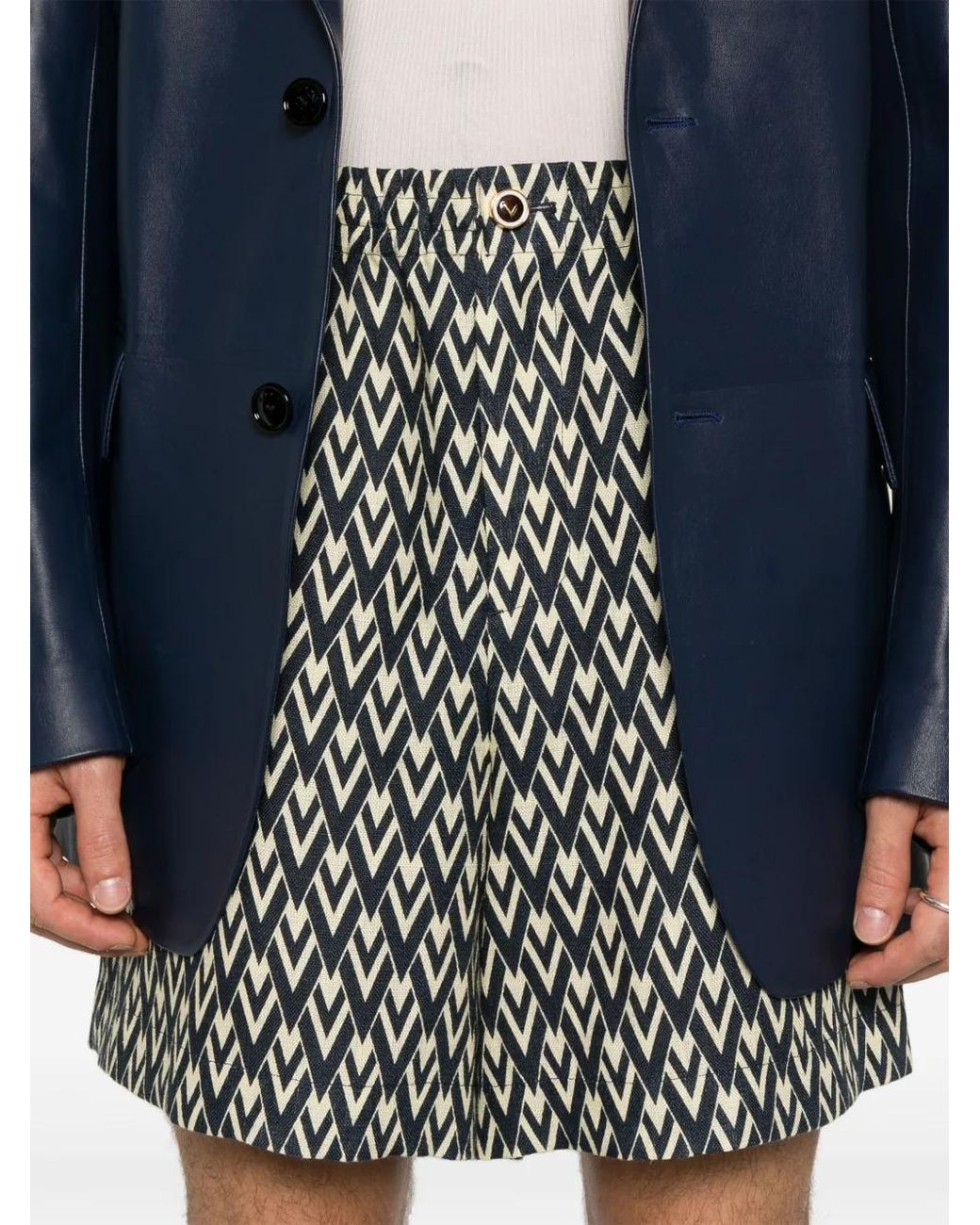 Valentino Garavani Black Monogram Bermuda Shorts for men