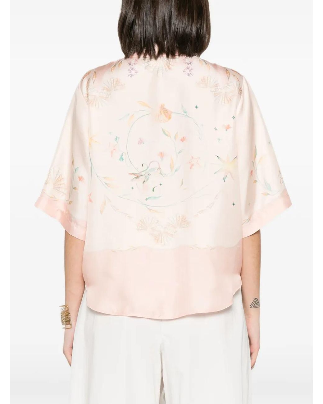 Forte_forte Pink Floral-Print Silk Shirt