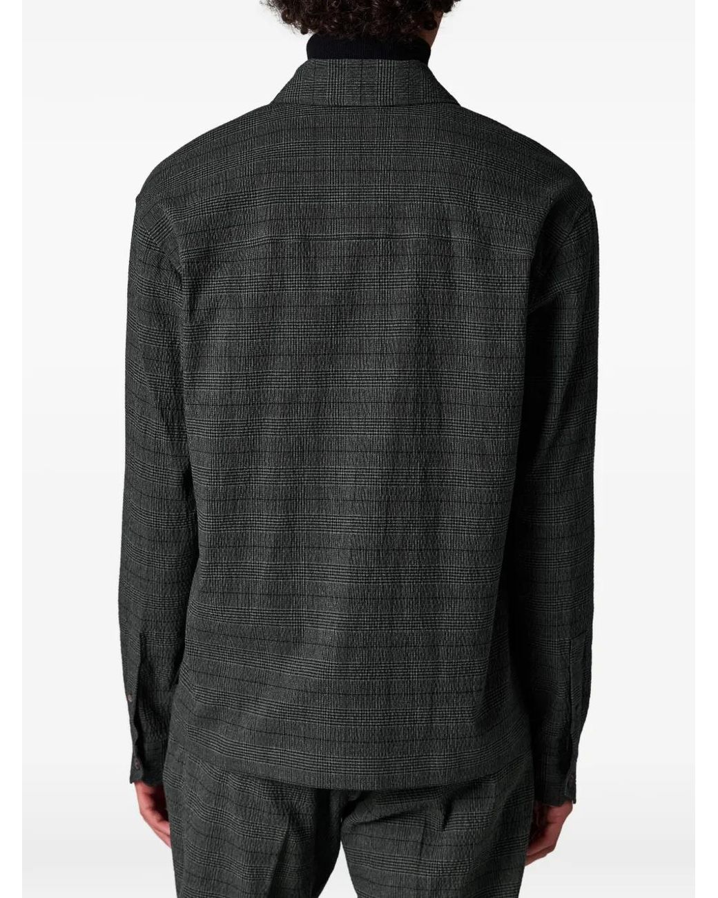 Paul Smith Black Check-Pattern Zip Shirt Jacket for men