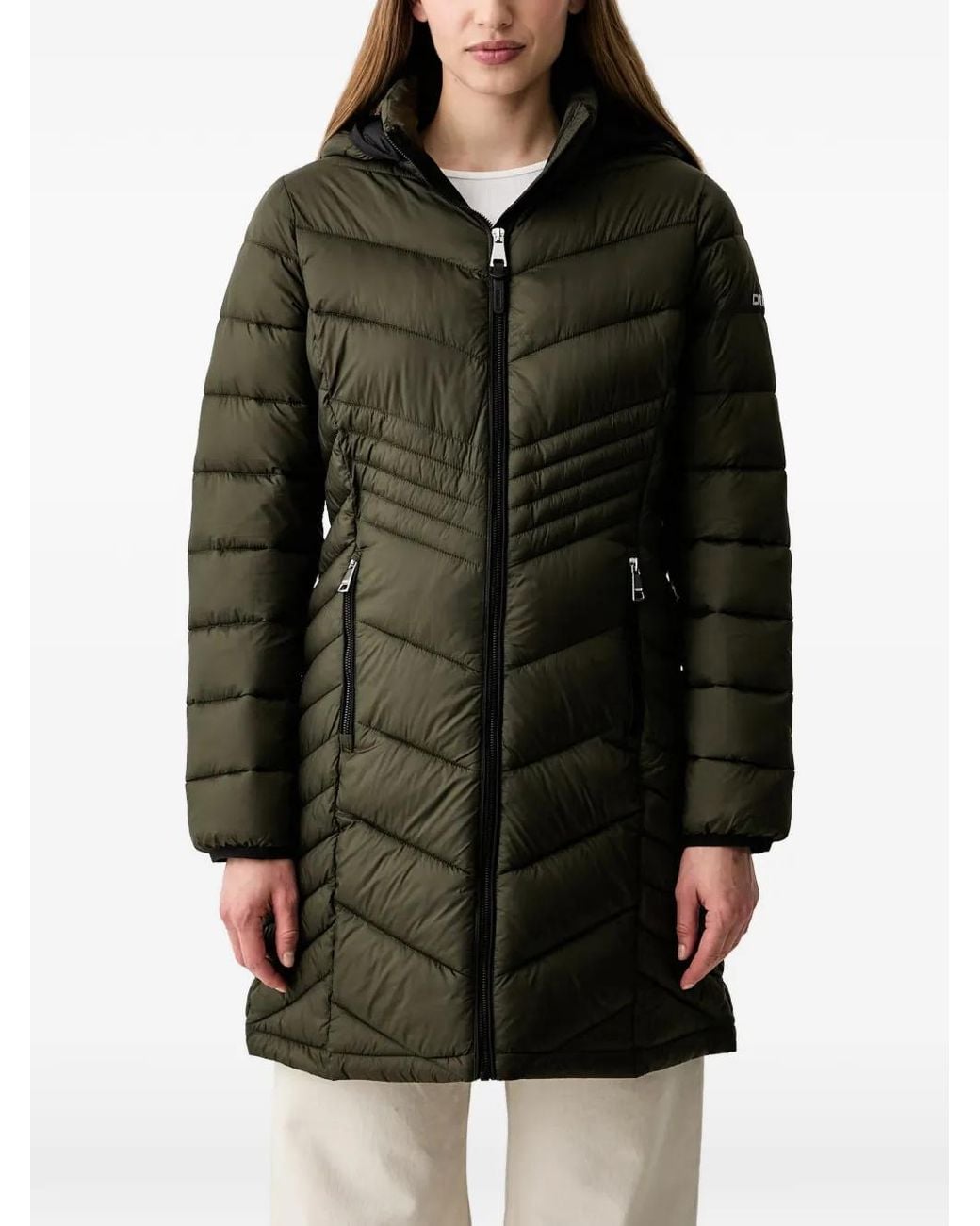DKNY Black Quilted Hooded Jacket