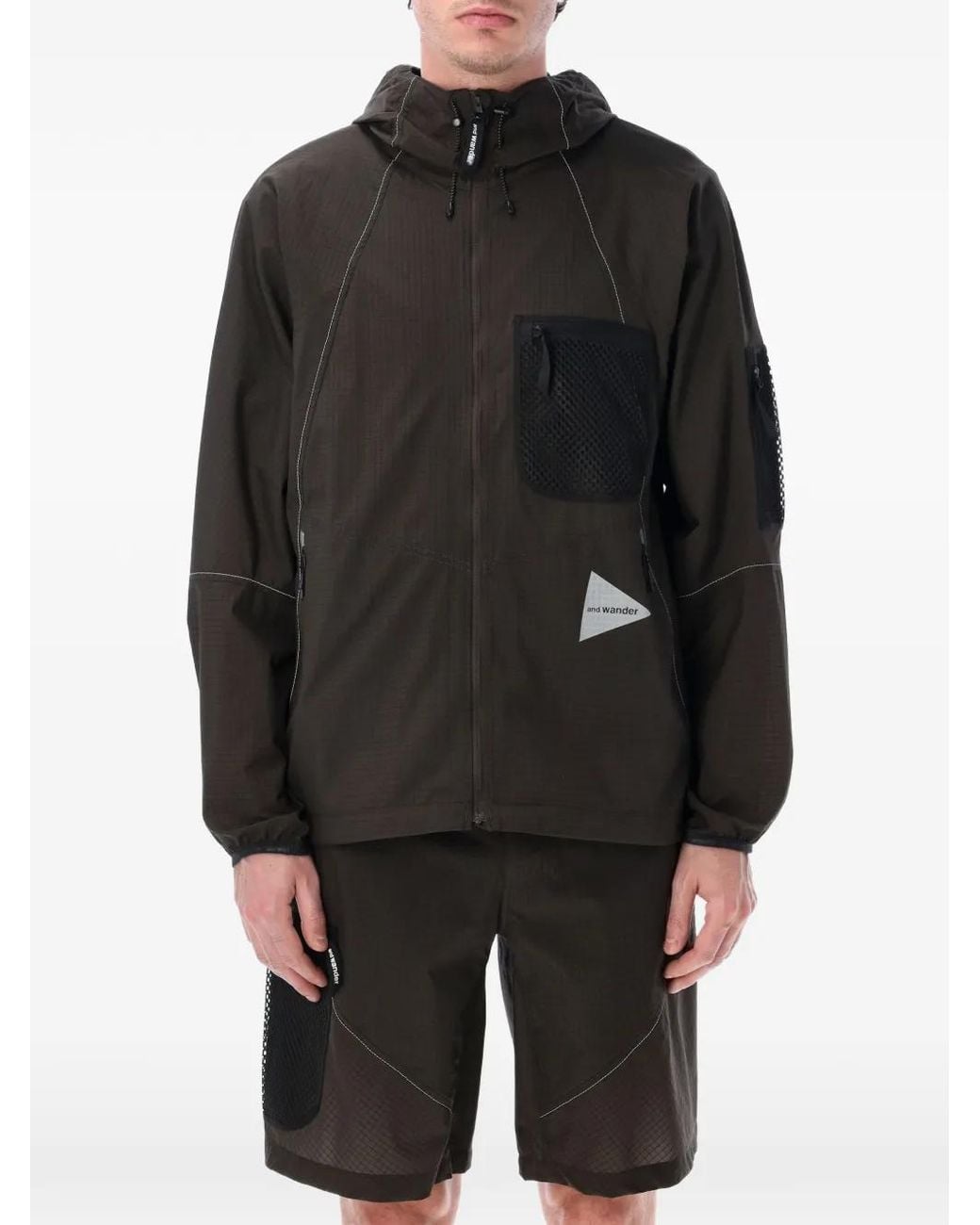 And Wander Black Logoprint Lightweight Jacket