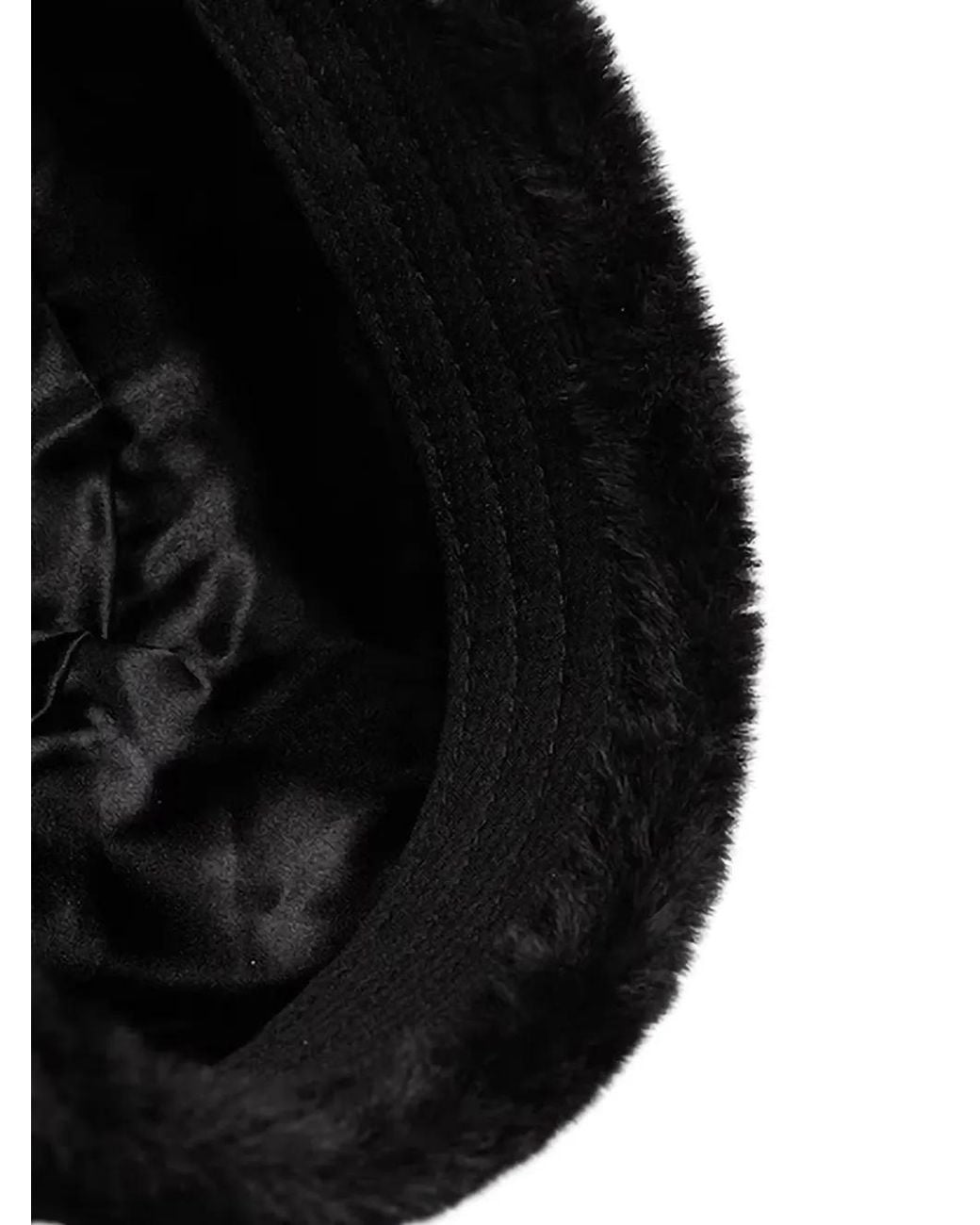 Kangol Black Logo-Patch Faux-Fur Hat