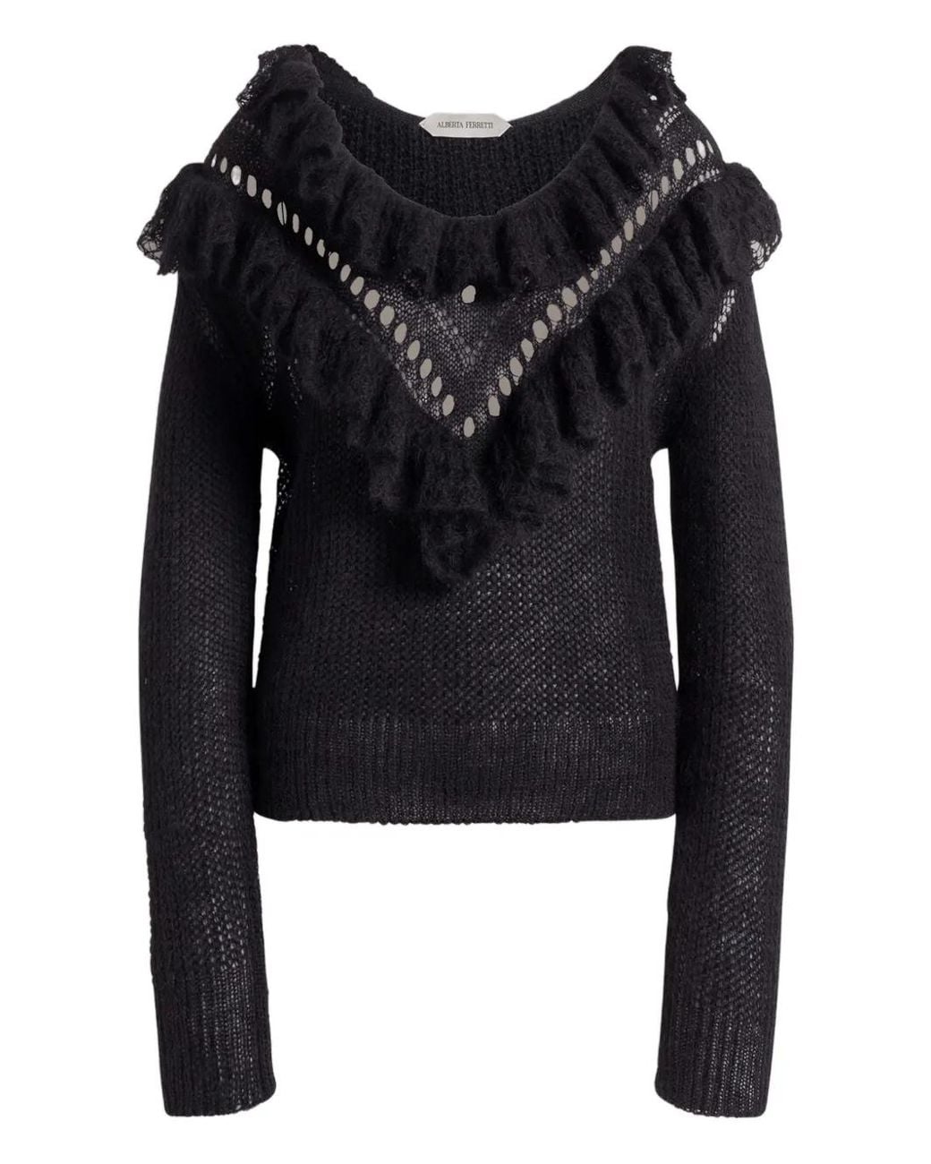 Pull Zippé À Volants Alberta Ferretti en coloris Black